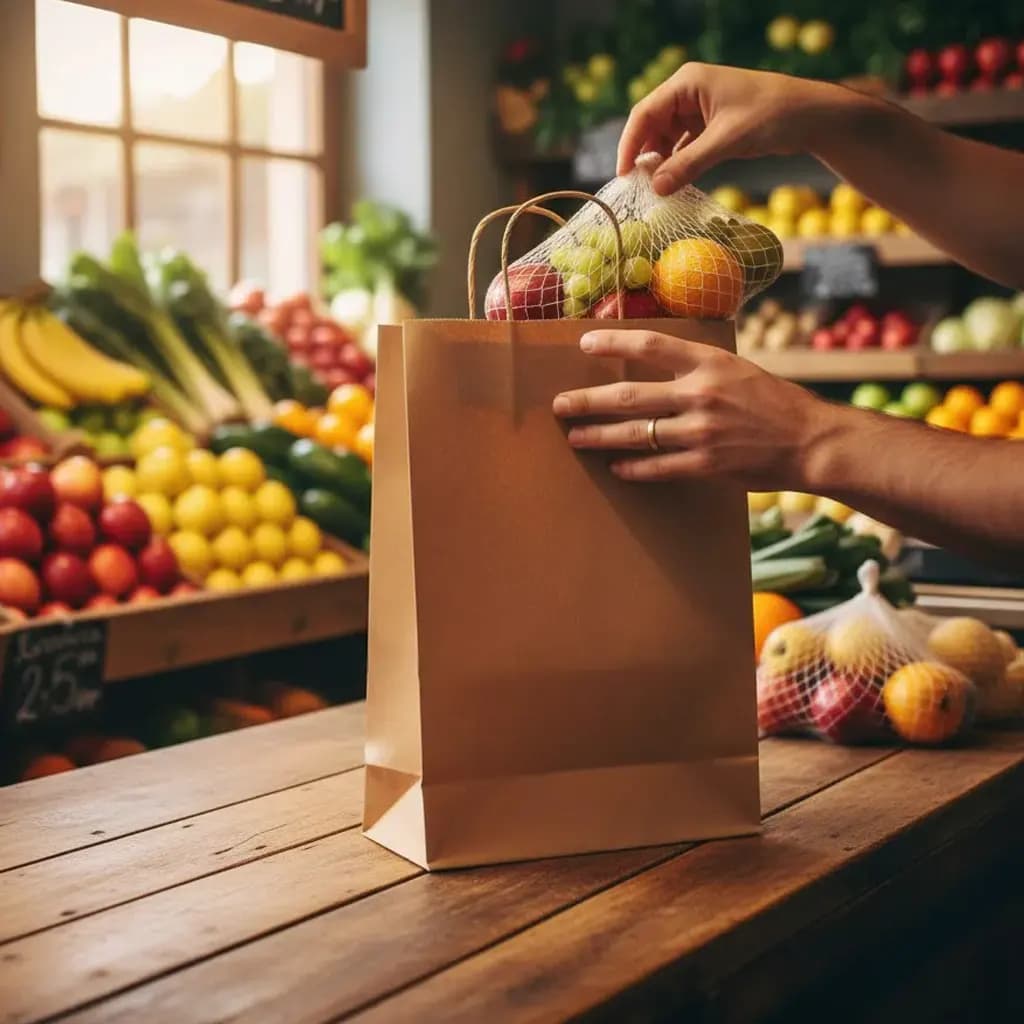 ساک دستی کاغذی کرافت قهوه ای 36×27 با بند کاغذی