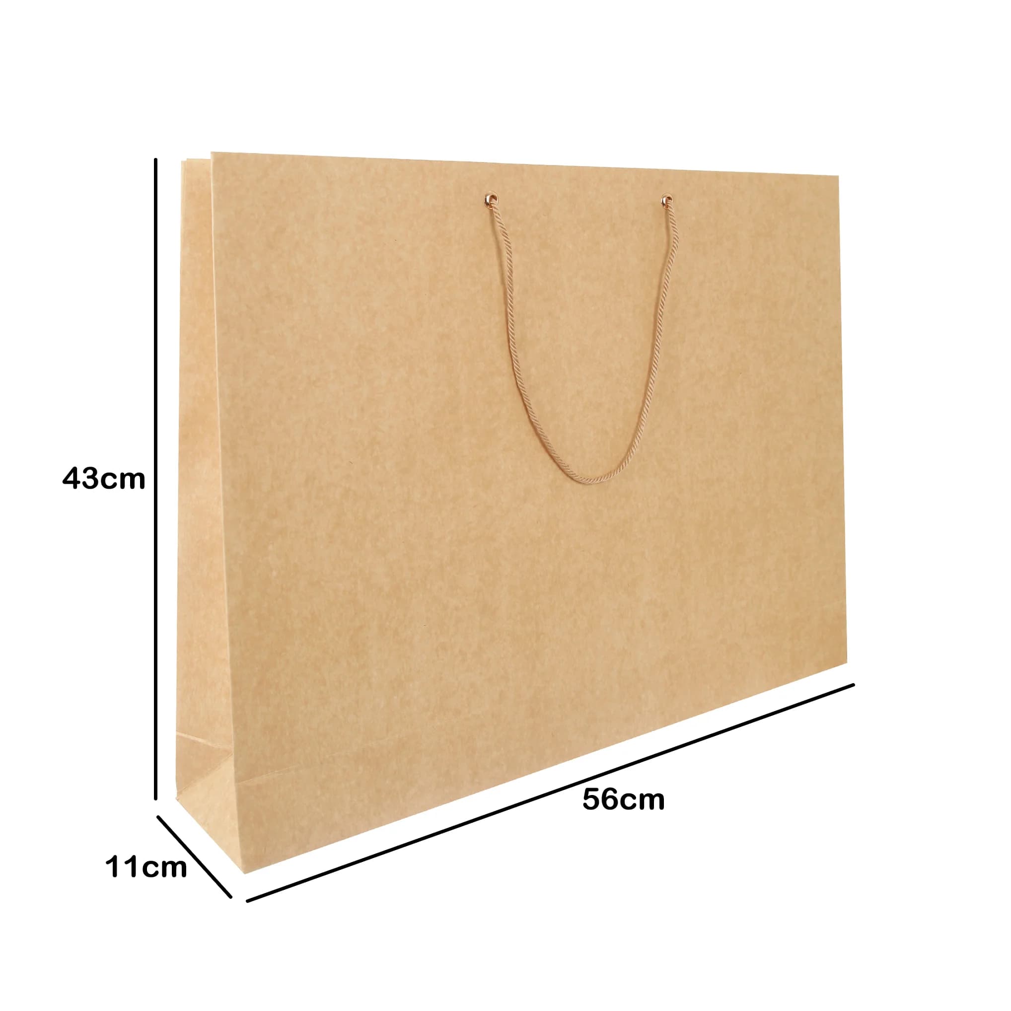 ساک دستی کاغذی کرافت ضخیم 56×43 با بند دور پیچ