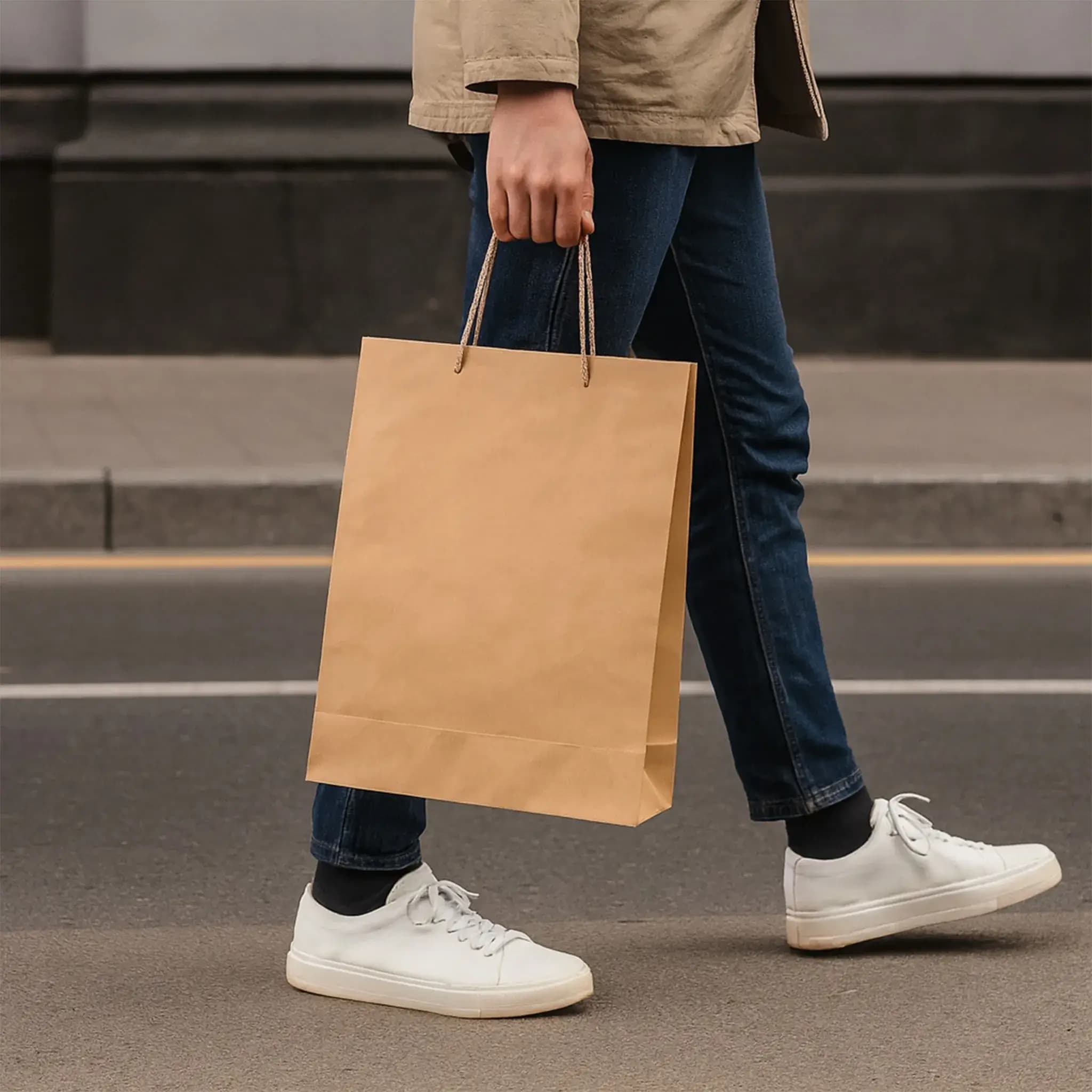 ساک دستی کاغذی کرافت 36×27 با بند دور پیچ