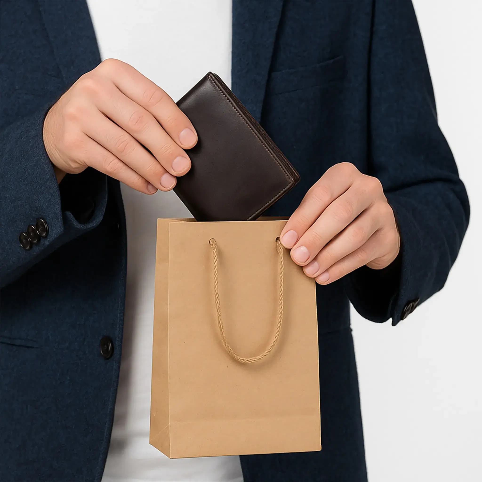 ساک دستی کاغذی کرافت 25×16 با بند دور پیچ