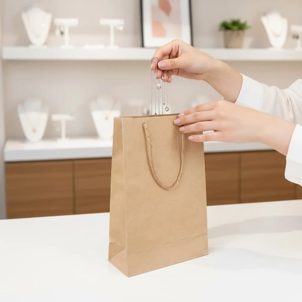 ساک دستی کاغذی کرافت 25×16 با بند دور پیچ