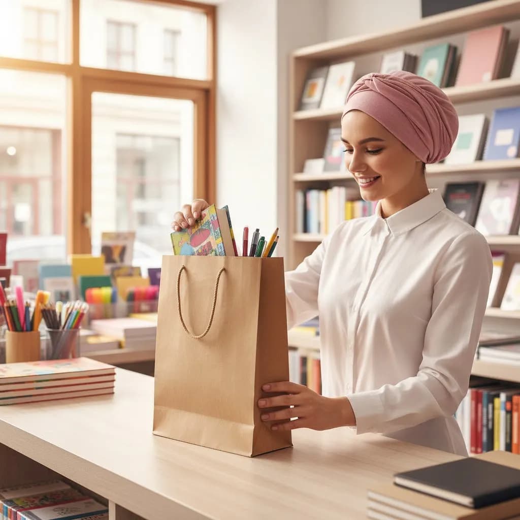 ساک دستی کاغذی کرافت ضخیم 36×27 با بند دور پیچ