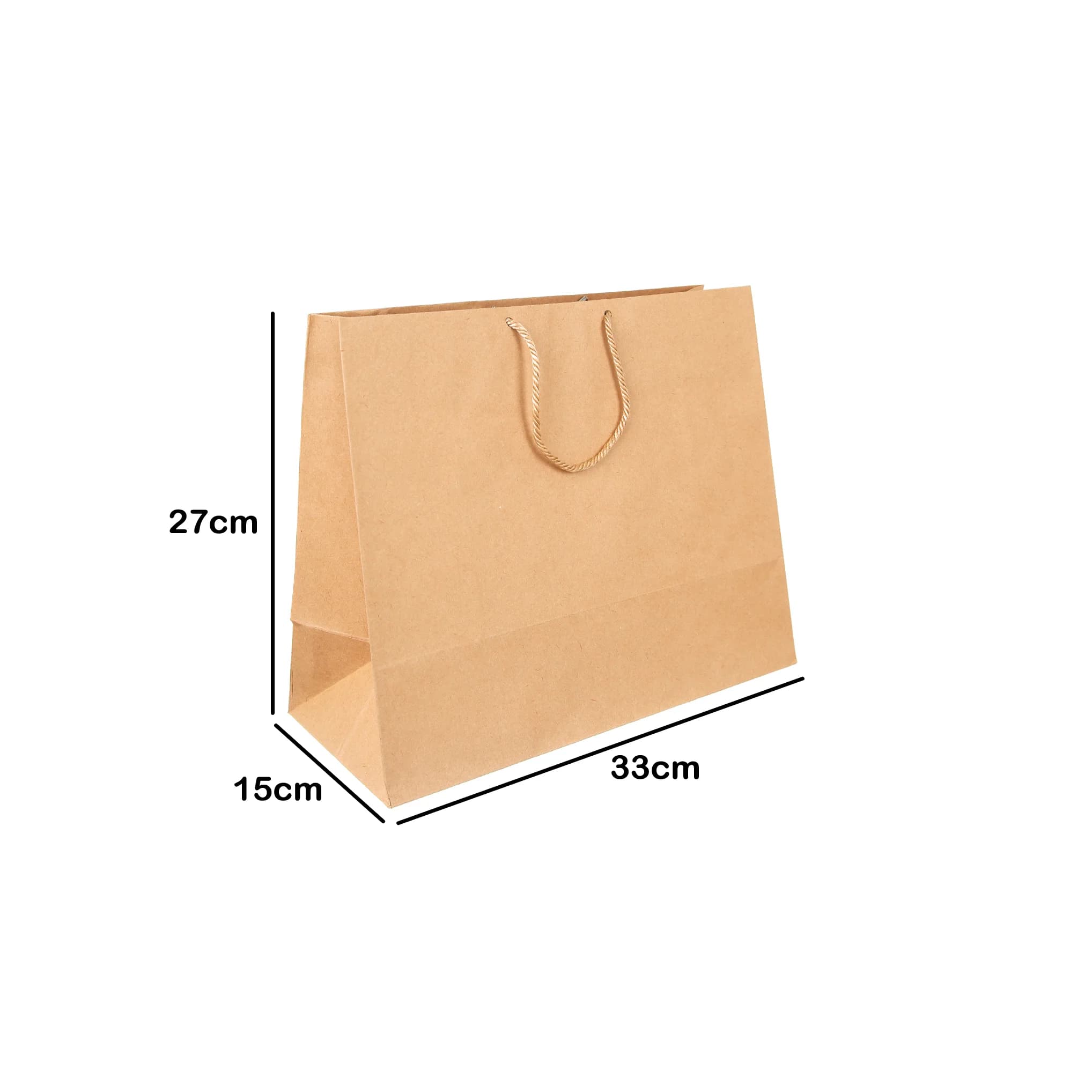 ساک دستی کاغذی کرافت ضخیم 33×27 با بند دور پیچ
