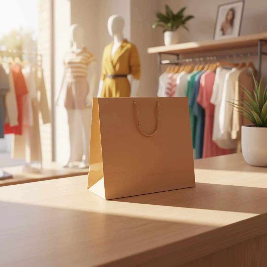 ساک دستی کاغذی کرافت ضخیم 33×27 با بند دور پیچ