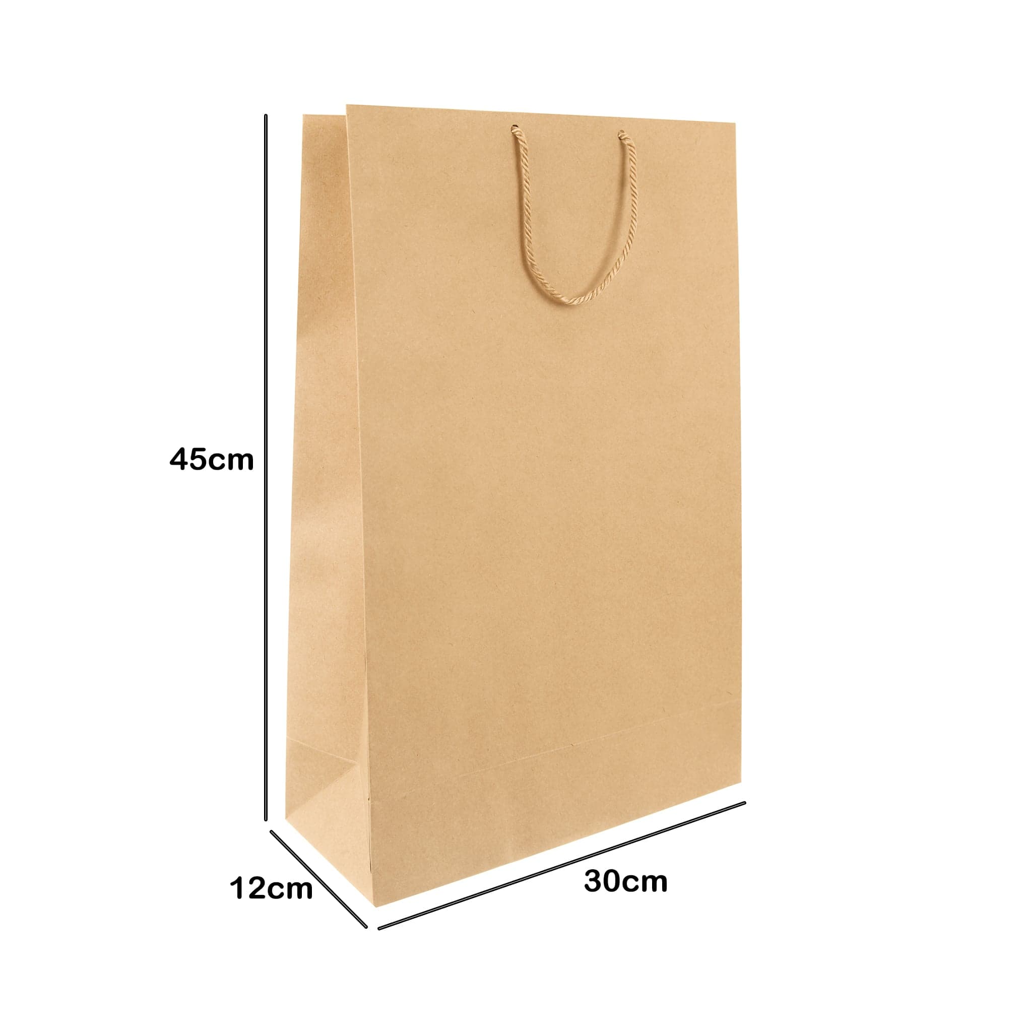 ساک دستی کاغذی کرافت ضخیم 45×30 با بند دور پیچ