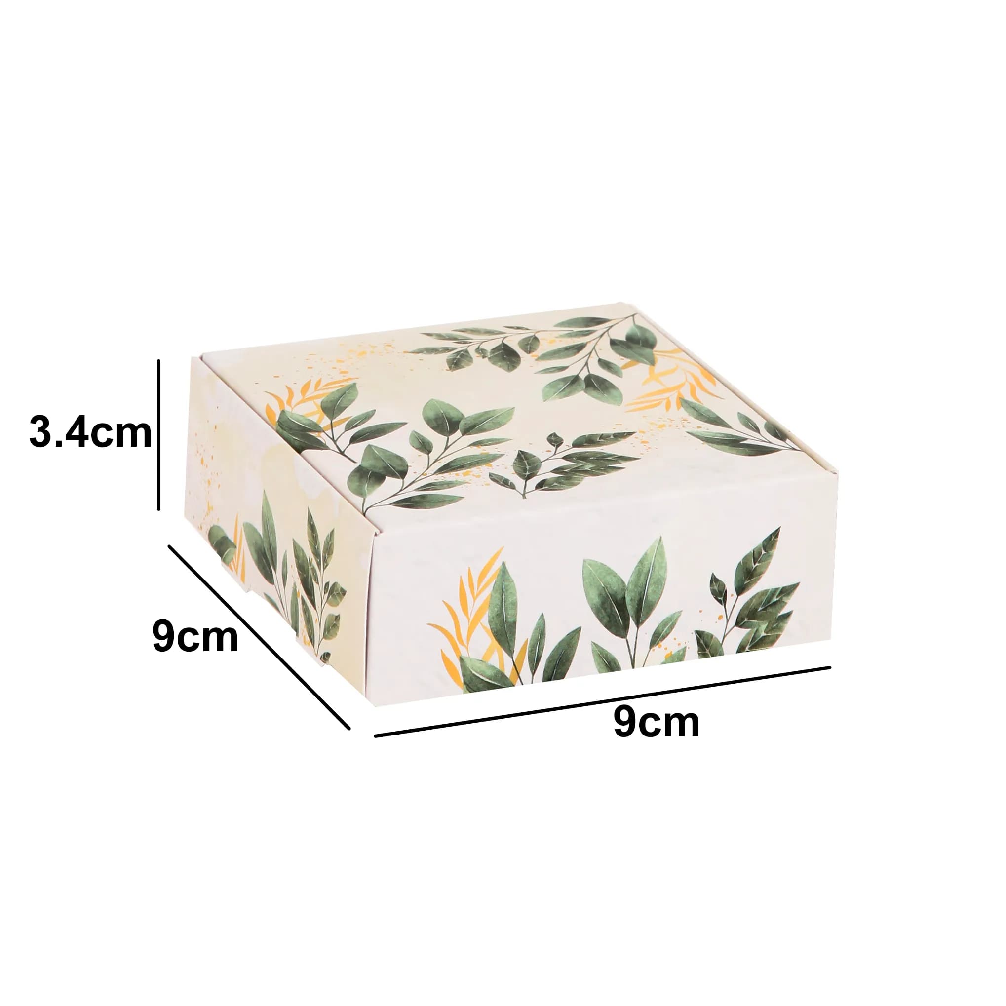 جعبه کیبوردی گلاسه طرح برگ سبز سایز 9×9×3.4 بسته 10 عددی