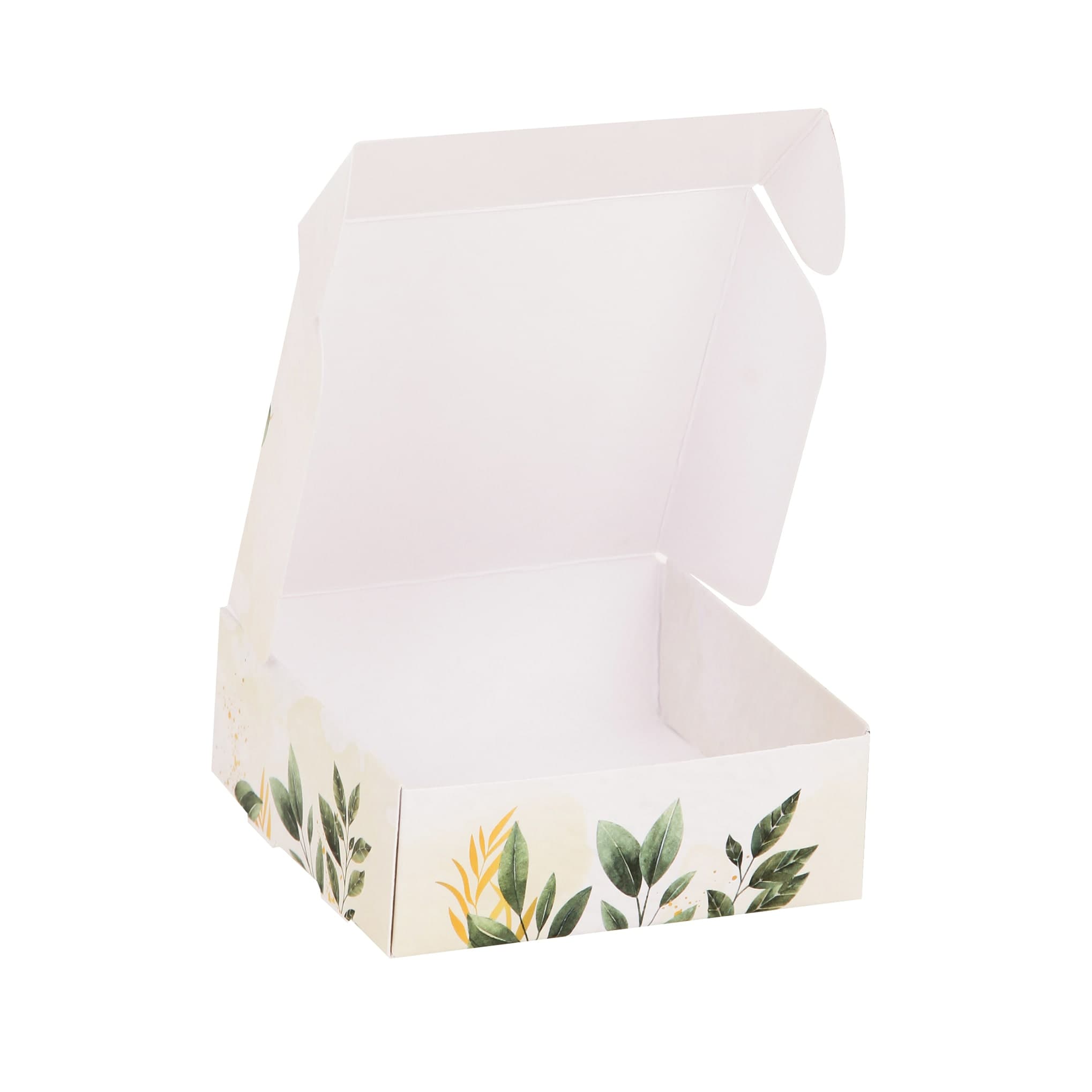 جعبه کیبوردی گلاسه طرح برگ سبز سایز 9×9×3.4 بسته 10 عددی