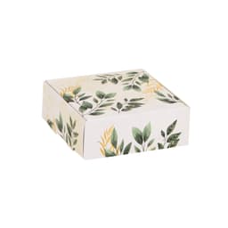 جعبه کیبوردی گلاسه طرح برگ سبز سایز 9×9×3.4 بسته 10 عددی