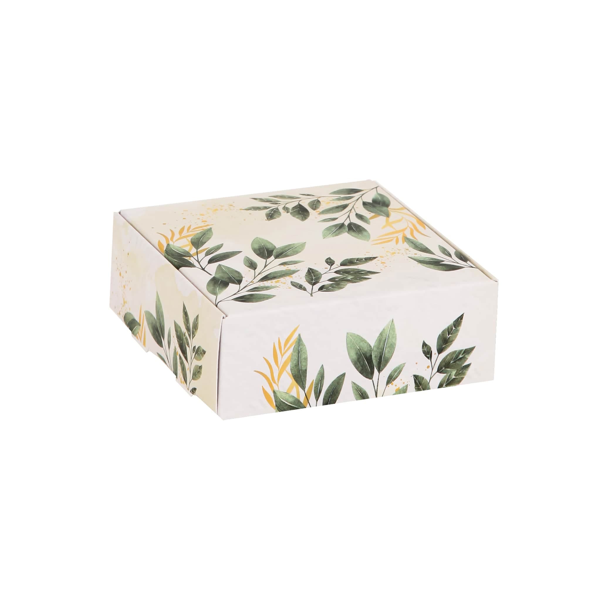 جعبه کیبوردی گلاسه طرح برگ سبز سایز 9×9×3/4 بسته 10 عددی