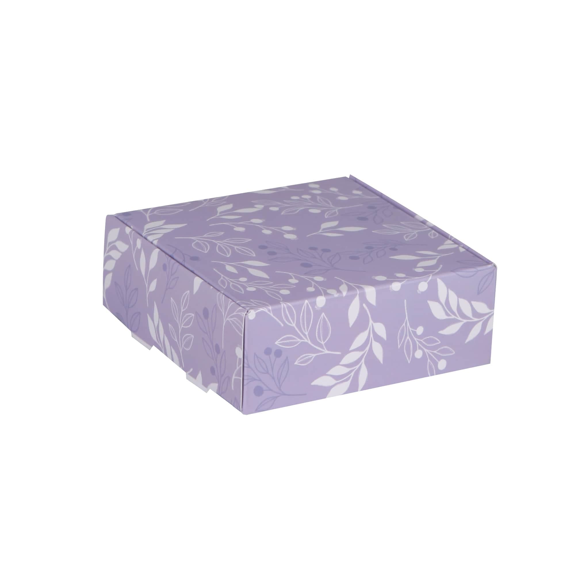جعبه کیبوردی گلاسه طرح برگ بنفش سایز 9×9×3/4 بسته 10 عددی