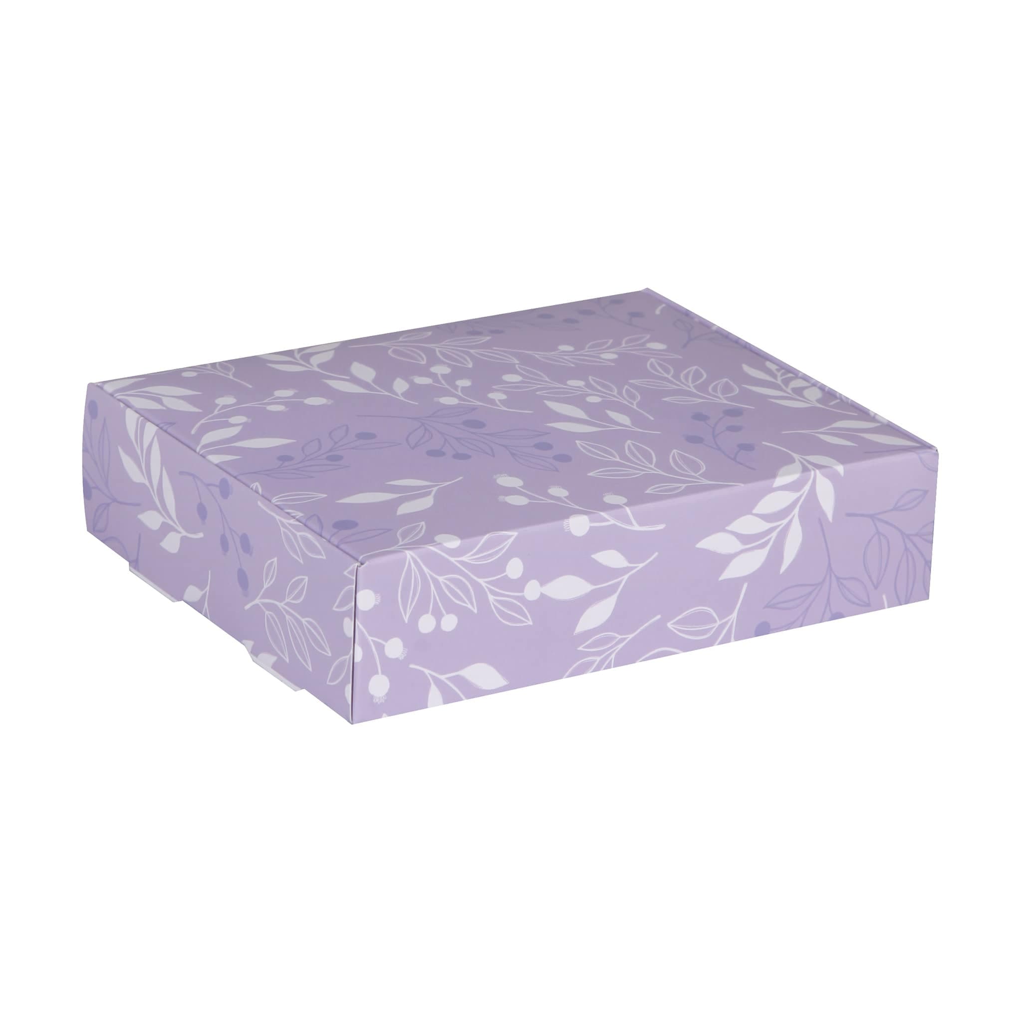 جعبه کیبوردی گلاسه طرح برگ بنفش سایز 15×13/5×5 بسته 10 عددی