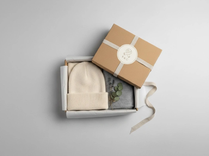 بسته بندی شال و کلاه برای فروش آنلاین و هدیه