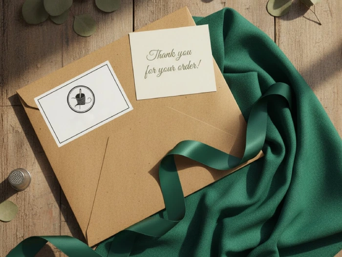 پاکت پستی کرافت و روبان سبز و شال سبز