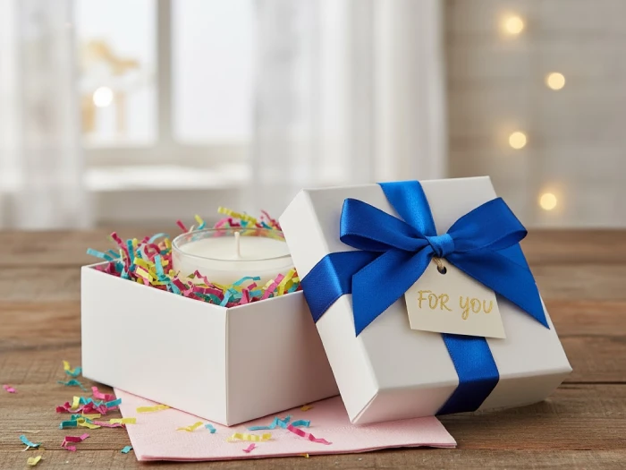 ایده بسته بندی هدیه با روبان و پوشال