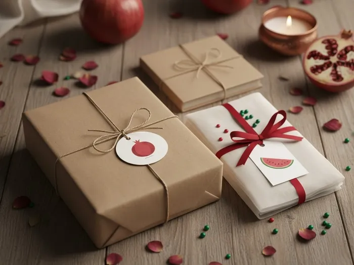 بسته بندی هدیه یلدایی با سبک مینیمال