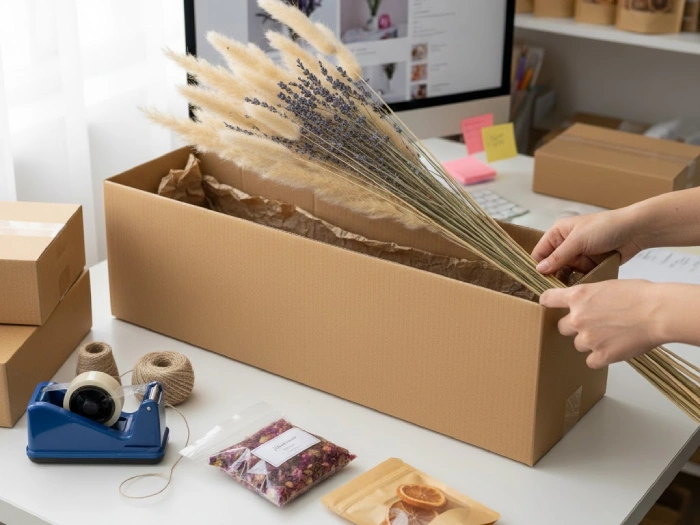 بسته‌ بندی گل خشک و تزئینی برای فروشگاه‌های آنلاین