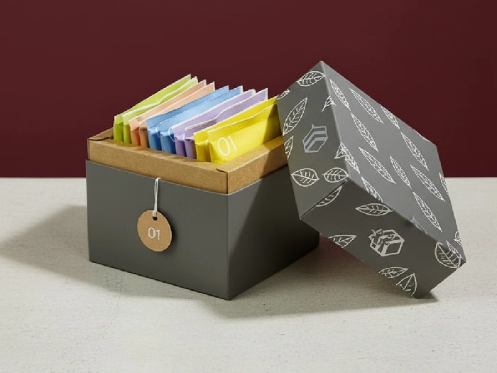 جعبه ای پر از چای کیسه ای