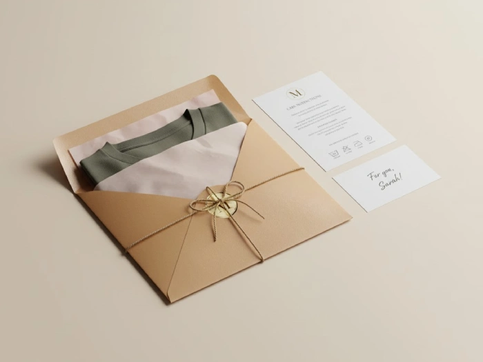 پیراهنی سبز درون پاکت پستی قرار گرفته است