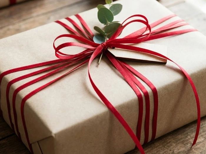 تزیین کادو با روبان نازک