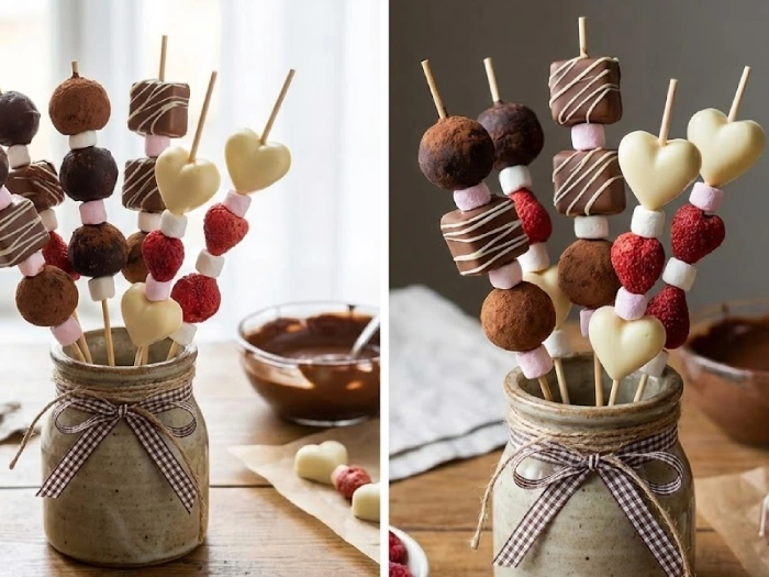 تزیین شکلات با سیخ چوبی