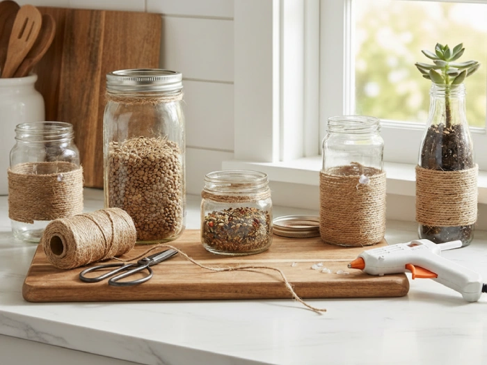 تزیین ظروف آشپزخانه با کنف