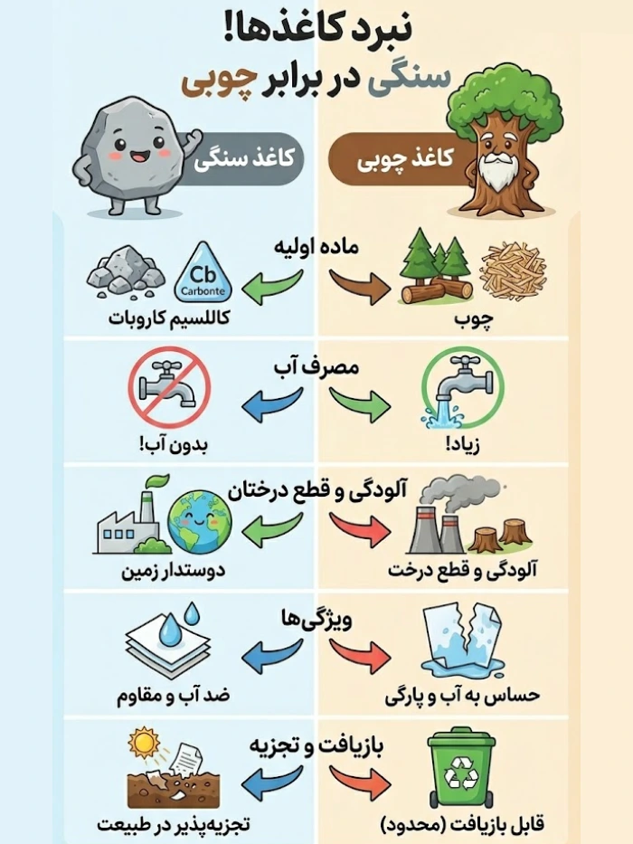 تفاوت کاغذ سنگی و چوبی