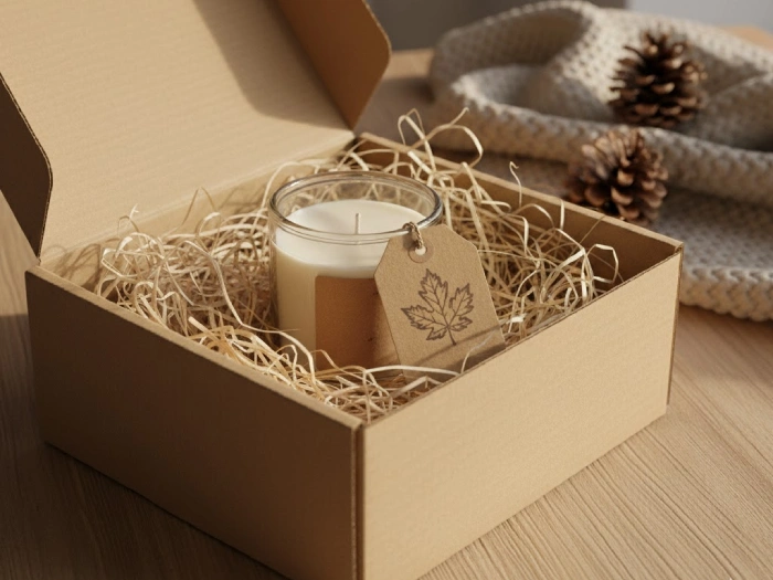 جعبه کیبوردی با شمع و پوشال