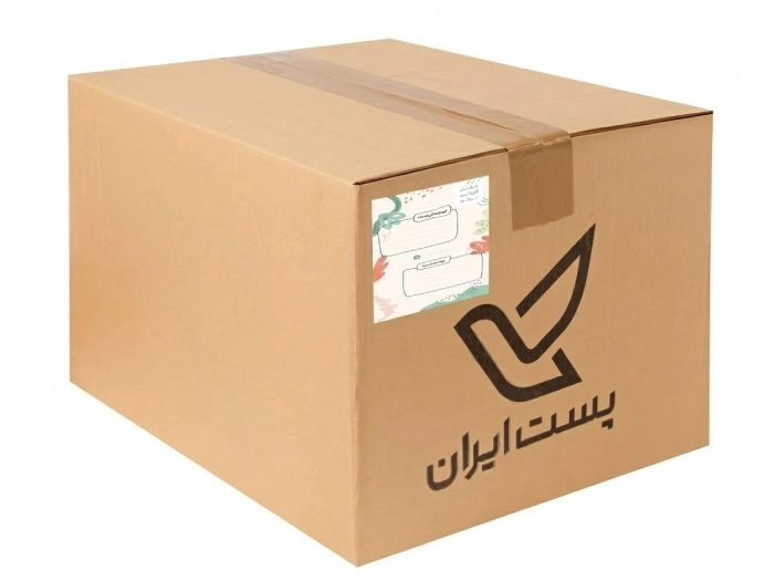کارتن پستی بسته شده با چسب و دارای لیبل پستی