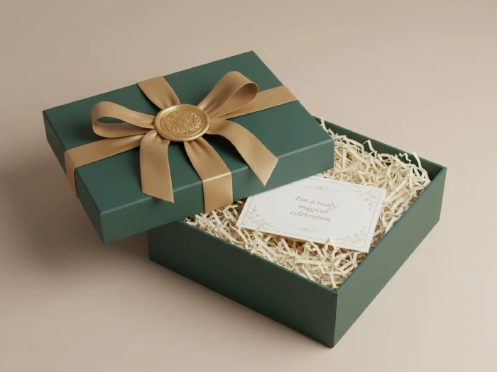 جعبه زیره و رویه سبز به همراه پوشال و کارت تشکر