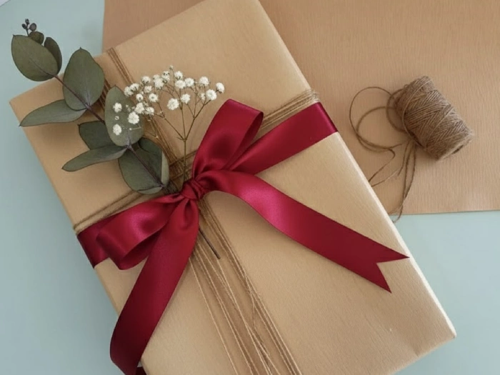 پیچیدن محصول درون کاغذ کرافت و تزئئین با گل