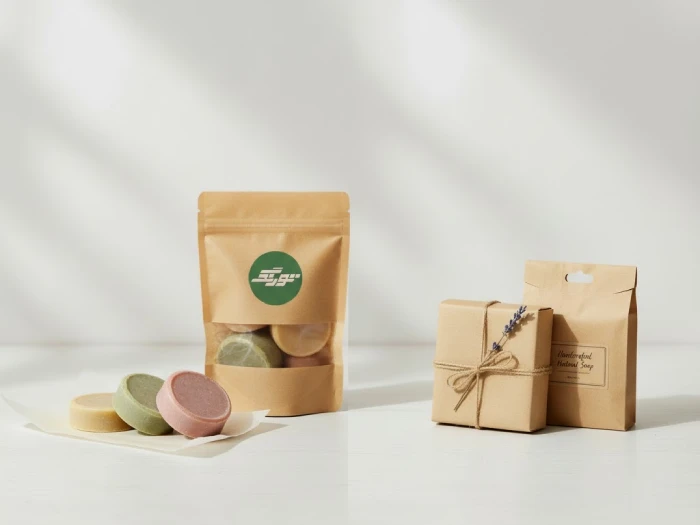 بسته بندی خلاقانه صابون با پاکت کرافت و مومی