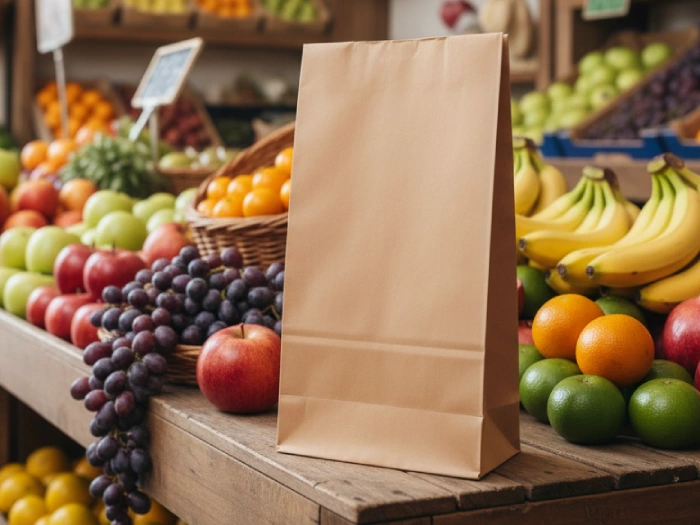 پاکت کرافت بدون دسته در میوه فروشی