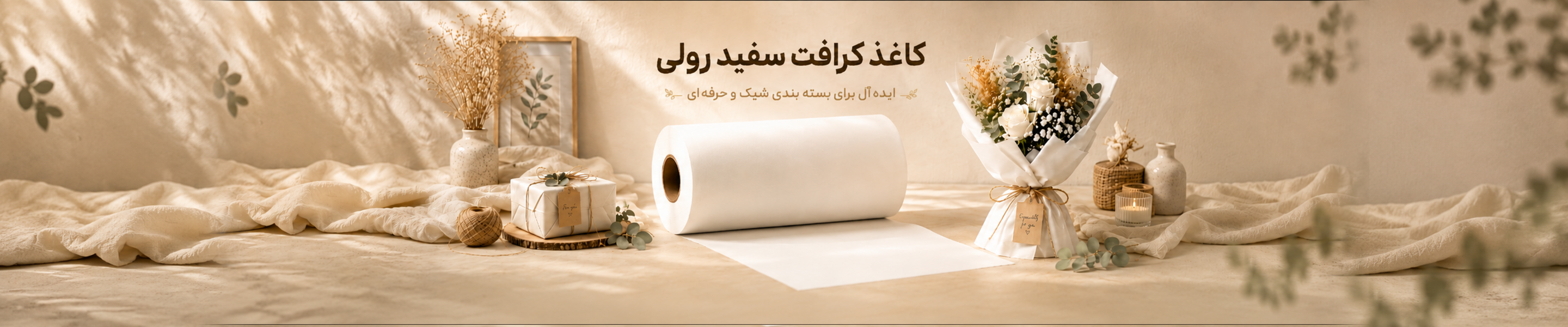کاغذ کرافت سفید رولی